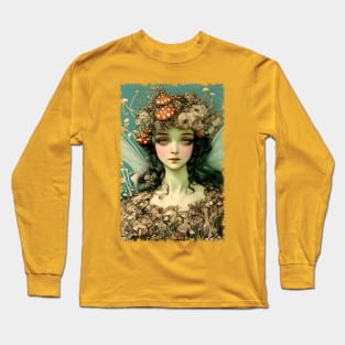 Mystical Mushroom Fairy Fantasy Art Long Sleeve T-Shirt